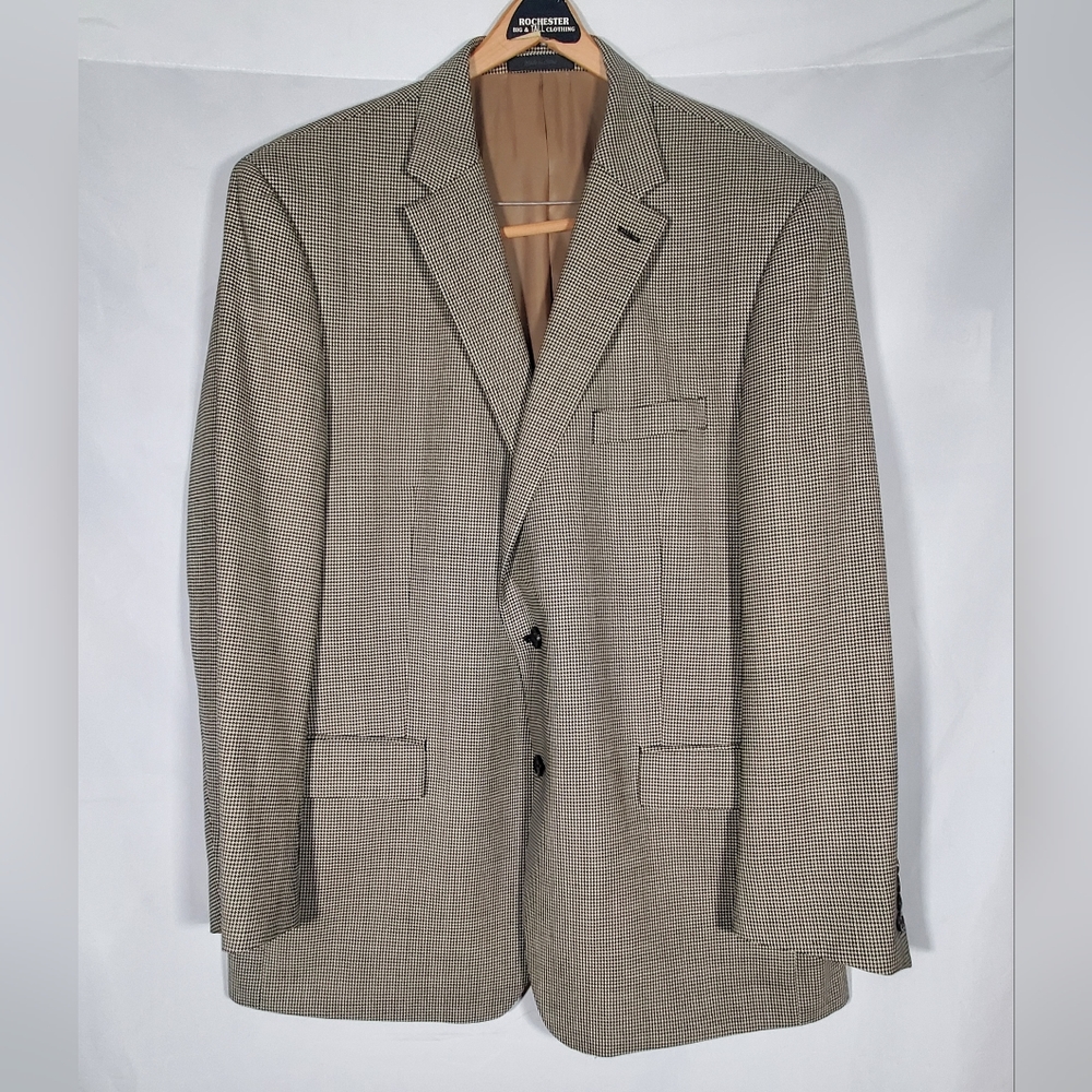 LAUREN RALPH LAUREN CREAM BLACK WOOL HOUNDSTOOTH SPORT COAT JACKET BLAZER